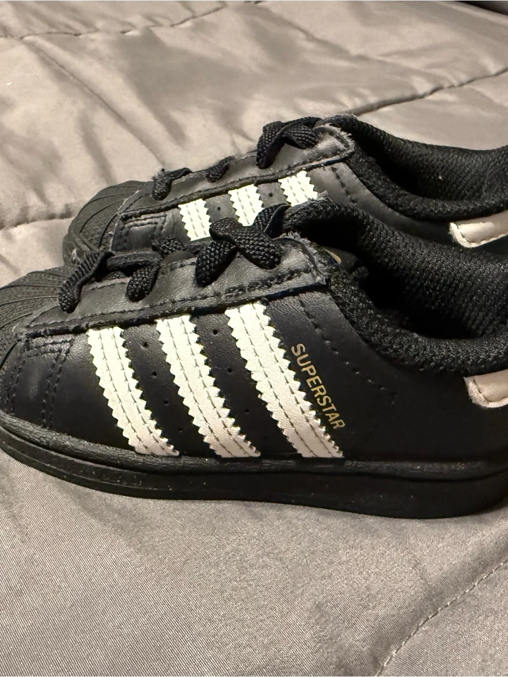 adidas Kids Superstar Black with White Stripes Sneakers